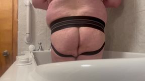 Chub in tub with dildo and jockstrap