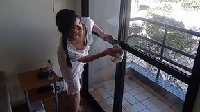 Slutty Maid Gets Down and Dirty Scrubbing More Than Just the Fucking Door
