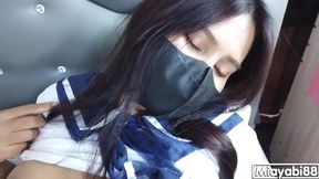 POV Fuck Thai Asian cosplay japan stundent with sexy Fishnet stockings