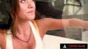 DEVILS FILM Intense Neighborhood Threesome With A Wild Couple And Huge Gloryhole Box