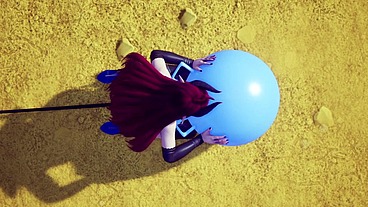 Demon Girl sucking off a bouncing ball.