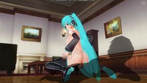 3D Hentai Hatsune Miku rides your cock reverse cowgirl