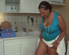 Chubby Lady From France Licking Stunning Slut in Bathroom