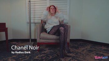 Chanel Noir's Sizzling Solo: Redhead TGirl Teases in Lingerie