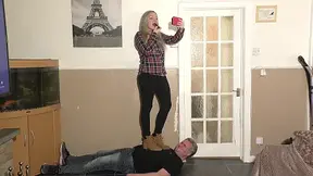 Sophie Applies Her Lip Stick Whilst Stepping On Her Slave