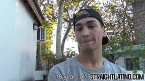 Latino twink fucked bareback doggystyle gets jizz in mouth