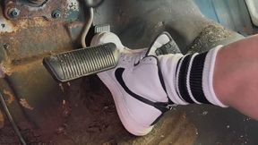 High tops and tube socks pedal pumping plus a cumshot