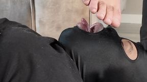 Slave eats foot dust from Arab Master with foot worship