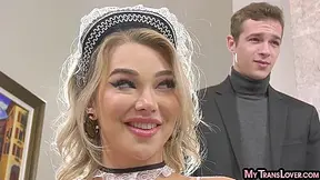 Trans Maid In Lingerie Rides Boss Cock After Finishing Work