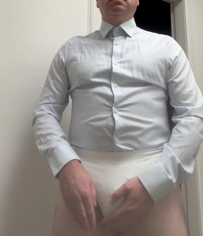 Businessman cums in panties