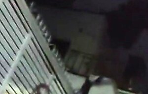 Sissy goes for an outdoors walk with a thrusting dildo inside her ass