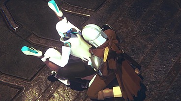 Din Djarin having fun with 2 Haydee Robots - Starwars The Mandalorian - Haydee Crossover parody