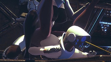 Din Djarin having fun with 2 Haydee Robots - Starwars The Mandalorian - Haydee Crossover parody