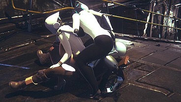 Din Djarin having fun with 2 Haydee Robots - Starwars The Mandalorian - Haydee Crossover parody