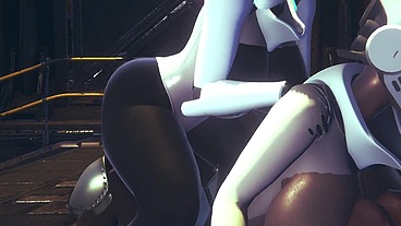 Din Djarin having fun with 2 Haydee Robots - Starwars The Mandalorian - Haydee Crossover parody