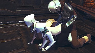 Din Djarin having fun with 2 Haydee Robots - Starwars The Mandalorian - Haydee Crossover parody