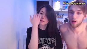 Petite asian teen chilling with white guy on webcam