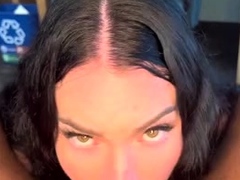 Interracial blowjob for brunette sucking big black cock