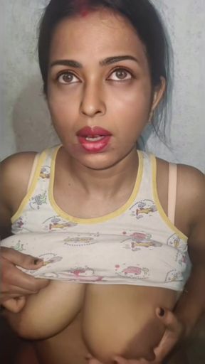 S-249. Bhabhi pressing her big boobs front of stepbrother