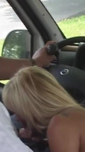 She Sucks His Cock While Driving and Then Gets Fucked in the Camper