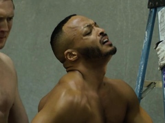 Analgaping muscular ebony riding mature