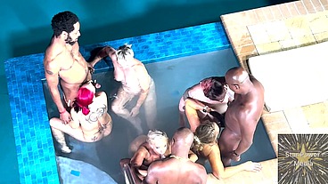 Sultry Swinger Orgy Get Wet and Wild in a Steamy Hot Tub