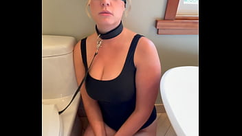 Submissive slut gets taught a lesson!! Golden shower on her amazing huge tits.
