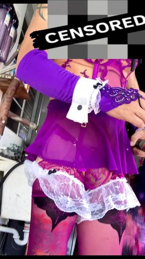 Gorgeous TS Femboy Teen Horny Outside Lingerie Panties