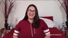 Curvy MILF with big tits rides member in rough casting session