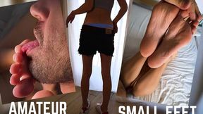 Raw teen toes on dad's cock&#x1F346;, intimate new sneaker foreplay, stepdaughter's little feet in control