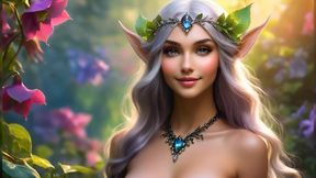 Ai Artistic Nude - Beautiful Woman Holding Hellebore with Charcoal-smoke Diamond Jewelry