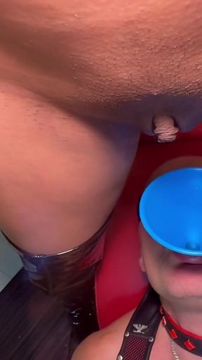 Half a Gallon Pee in Submissive Slave's Mouth
