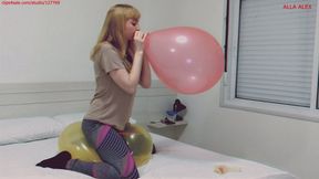 Alla plays with three 16" balloons and POP with their fingernail and two B2P!!!