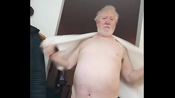 Fat man after shower
