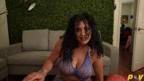 big tit latina gabriella lopez gives handjob to horny bf