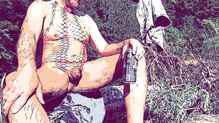 Naughty beach babe indulges in public nudism with a tiny dick exhibitionist