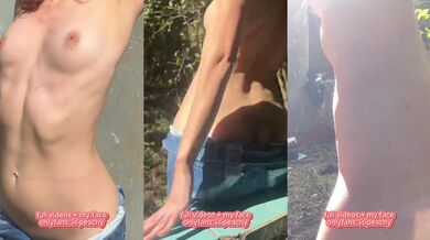 FARM GIRL SECRETS! Naked petite redhead playing in the hay & barn