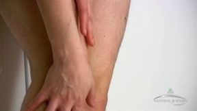 Marie strips and tries on different outfits in the laundry room, while showing off her hairy ass fluffy pussy