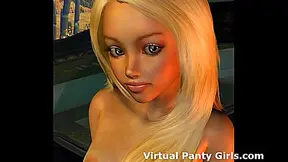3D Cyberpunk Hottie Teases in Panties for Hardcore Blowjob Fun