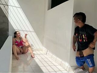 I hear some thrilling groans and watch my hot stepsister masturbating; I get sexually excited and resolve to phat her down.