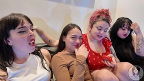 four girls chewing gum fetish together sfw 4k