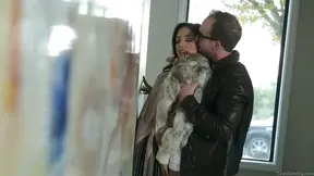 Sultry Beauty in Fur Coat Desperately Rides His Cock Hardly