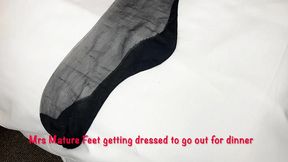 Mrs Mature Feet getting dressed to go out.