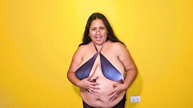 A chubby tummy full of cum swallow so fucking big