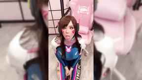 ”Hottie Cosplay D.Va from Overwatch & Sucks Cock till Facial”