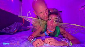 horny pair tiny rhea and sasha tatcha turn up the rave energy fast!