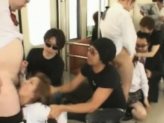 Coeds Face Fucked by Pervs in a Train!