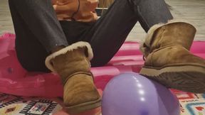 I play with my UGGs, a air mattress and some balloons