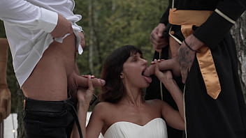 Slut bride fucked at the wedding and got two dicks in her pussy at once