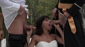 Slut bride fucked at the wedding and got two dicks in her pussy at once